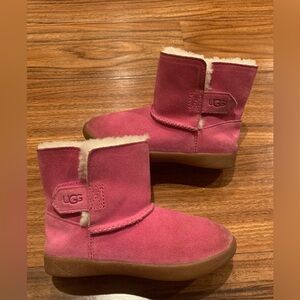 UGG 1096089T Keelan II Toddler Double Closure Short Suede pink Boots Sz10.